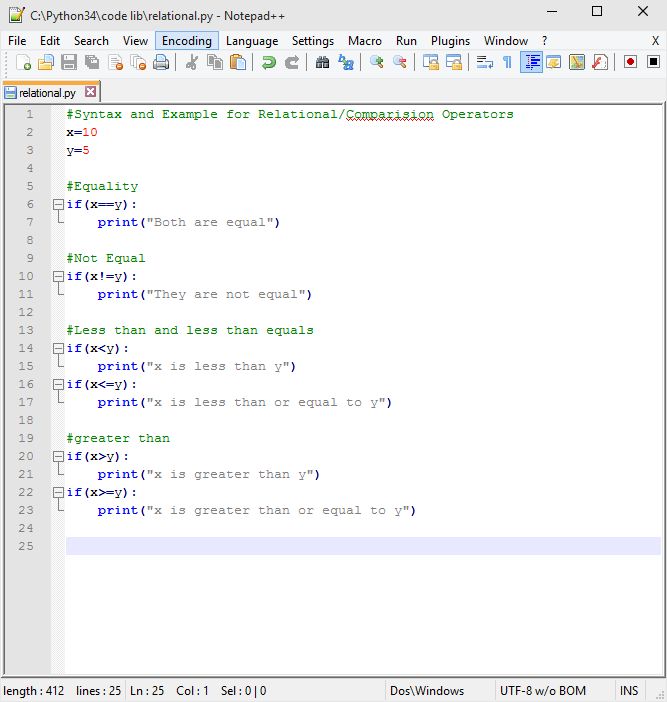 Relational Comparison Operators